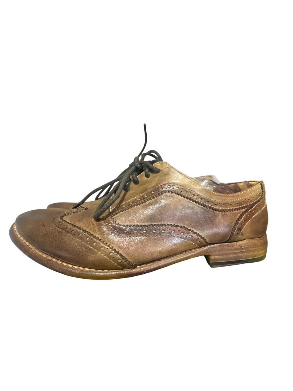Bed Stu Mens Leather Oxford Wingtip Shoes Cobbler Series Tan Brown Size 11 Dress